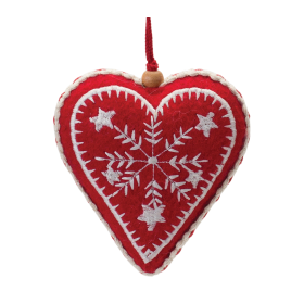 Embroidered Wool Heart Ornament