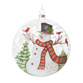 Glass Snowman Ball Ornament