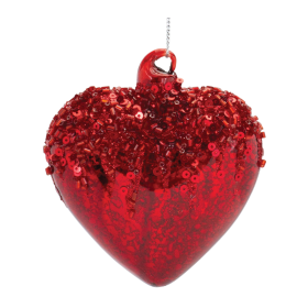 Sequined Glass Heart Ornament