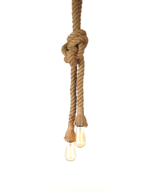 7" X 7" X 43" Rope Two Bulbs  Pendant Lamp