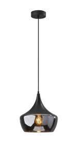 Gnome Smoked Glass Black Metal Pendant Lamp