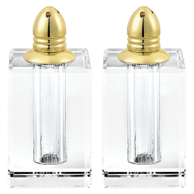 Handcrafted Optical Crystal And Gold Large Size Salt And Pepper Shakers