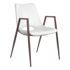 Set of Two White And Brown Upholstered Faux Leather Open Back Dining Arm Chairs