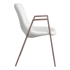 Set of Two White And Brown Upholstered Faux Leather Open Back Dining Arm Chairs