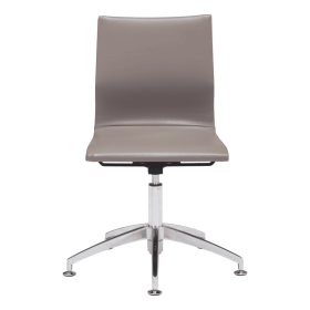 Taupe and Silver Swivel Faux Leather Conference Office Chair