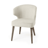 Ivory and Brown Mid Century Wingback Dining Chair