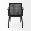 Cream And Black Upholstered Fabric Dining Arm Chair