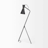 58" Black Metal Tripod Floor Lamp With Black And Gold Metal Cone Shade