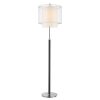 62" Chrome Traditional Shaped Floor Lamp With White Drum Shade