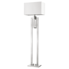 64" Nickel Traditional Shaped Floor Lamp With White Rectangular Shade