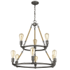 Brown and Black Nine Light Metal Dimmable Chandelier