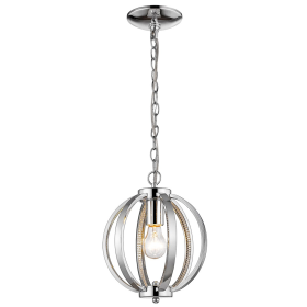 Nevaeh 1-Light Chrome Globe Pendant With Crystal Accents