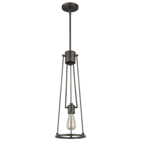 Jade 1-Light Oil-Rubbed Bronze Pendant With Vertical Structural Frames