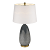 30" Teal Blue Concrete Table Lamp With Cream Empire Shade