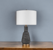 Distressed Ceramic Table Lamp With Drum Shade