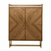 Retro Gold Natural and Faux Marble Wine Cabinet