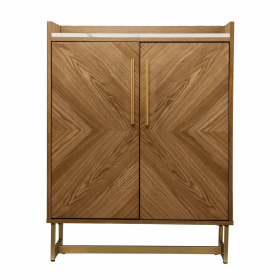 Retro Gold Natural and Faux Marble Wine Cabinet
