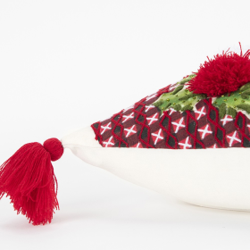 White Vintage Santa Rosy Cheeks Christmas Throw Pillow