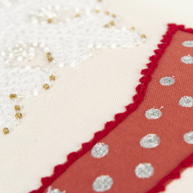 Ivory Red and Green Christmas Joy Lumbar Throw Pillow