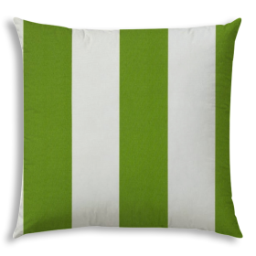 20" X 20" Green And Ivory Zippered Striped Throw Indoor Outdoor Pillow