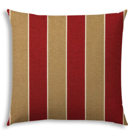 20" X 20" Red And Cream Zippered Striped Throw Indoor Outdoor Pillow