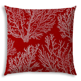 20" X 20" Red And White Zippered Coastal Throw Indoor Outdoor Pillow