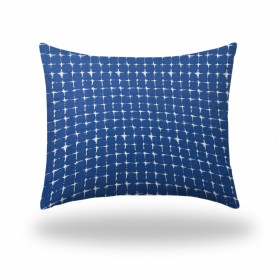 22" X 26" Blue And White Enveloped Gingham Lumbar Indoor Outdoor Pillow