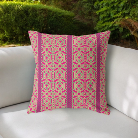 20"x20" Pink And Green Zippered BroadCloth Trellis Throw Pillow