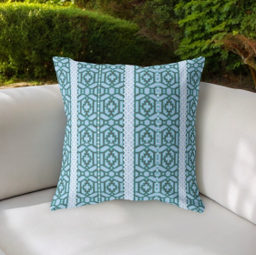 20"x20" Blue And Teal Zippered Broadcloth Trellis Throw Pillow