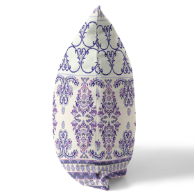 20" X 20" Off White And Navy Zippered Damask Indoor Outdoor Throw Pillow