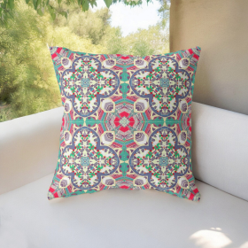 18" Gray Pink Cloverleaf Indoor Outdoor Throw Pillow