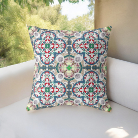 26" Green White Cloverleaf Indoor Outdoor Throw Pillow