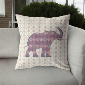 28" Magenta Elephant Indoor Outdoor Throw Pillow