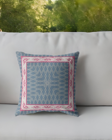 20" Pink Blue Nest Ornate Frame Indoor Outdoor Zippered Throw Pillow