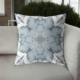 20" Blue Floral Forest Indoor Outdoor Zippered Throw Pillow