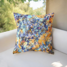 26" Orange Indigo Springtime Indoor Outdoor Throw Pillow