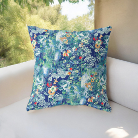 26" Blue Turquoise Springtime Indoor Outdoor Throw Pillow