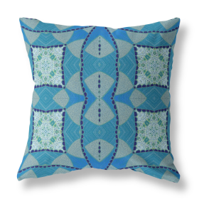 20"x20" Aqua Sky Blue Zippered Broadcloth Geometric Throw Pillow