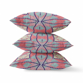 20"x20" Muted Red Yellow Zippered Broadcloth Geometric Throw Pillow