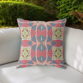 20"x20" Red Yellow Gray Zippered Broadcloth Geometric Throw Pillow