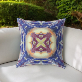 20"x20" Blue Muted Orange Cream Zippered Broadcloth Geometric Throw Pillow