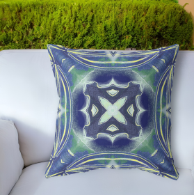 18"x18" Evening Blue Green Zippered Broadcloth Geometric Throw Pillow