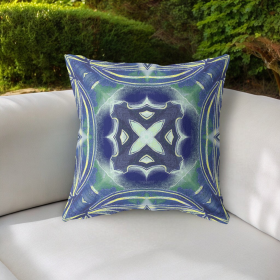20"x20" Evening Blue Green Zippered Broadcloth Geometric Throw Pillow