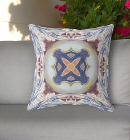 20"x20" Grey Brown Indigo Zippered Broadcloth Geometric Throw Pillow