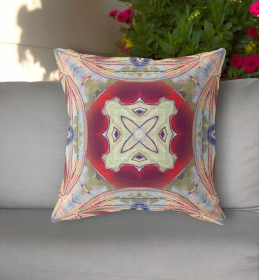 20"x20" Grey Green Magenta Red Zippered Broadcloth Geometric Throw Pillow