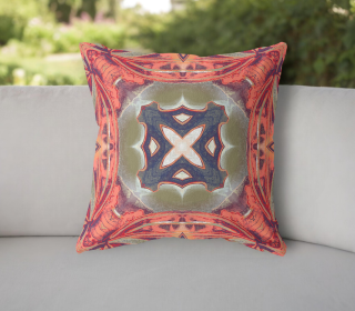 20"x20" Hot Peach Green Zippered Broadcloth Geometric Throw Pillow