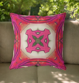 26"x26" Hot Pink Zippered Broadcloth Geometric Throw Pillow
