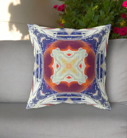 20"x20" Indigo Orange Magenta White Zippered Broadcloth Geometric Throw Pillow