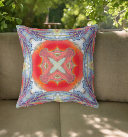 20"x20" Muted Blue Hot Orange Zippered Broadcloth Geometric Throw Pillow