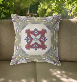 20"x20" Muted Green Cream Magenta Zippered Broadcloth Geometric Throw Pillow